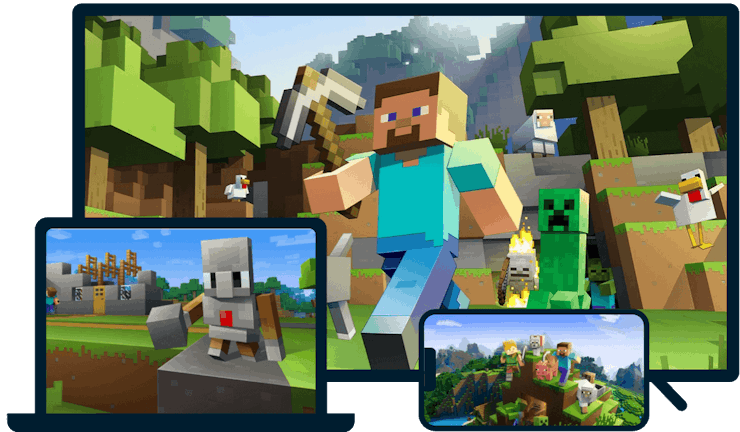 Minecraft lukuisilla eri laitteilla.