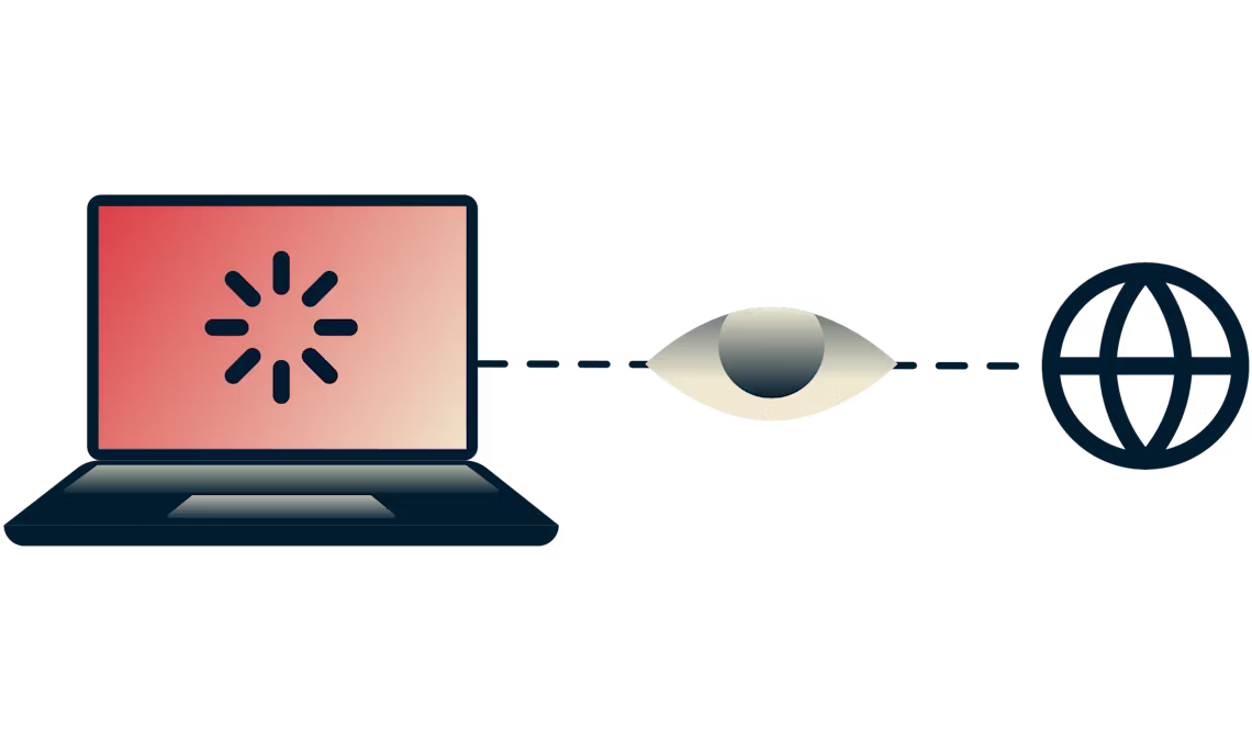 İnternete bağlı ve video y&uuml;kleme yapan bir laptop ve bağlantıya bakan bir g&ouml;z.